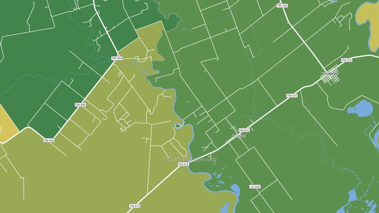 La Salle, TX Map of Robbery Rates