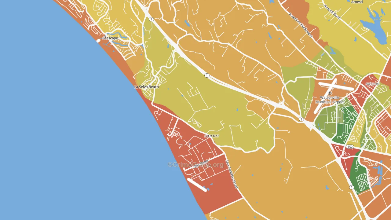 La Selva Beach, CA Map of Robbery Rates