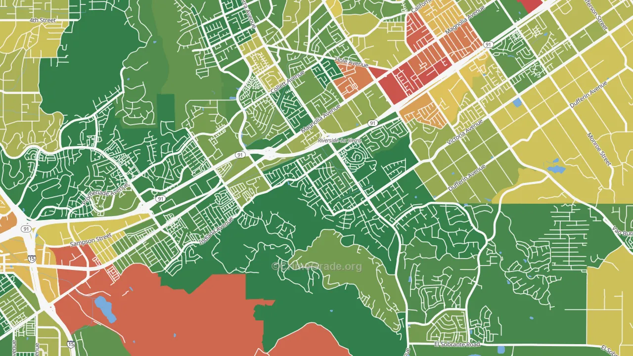 La Sierra South, Riverside, CA Map of Robbery Rates