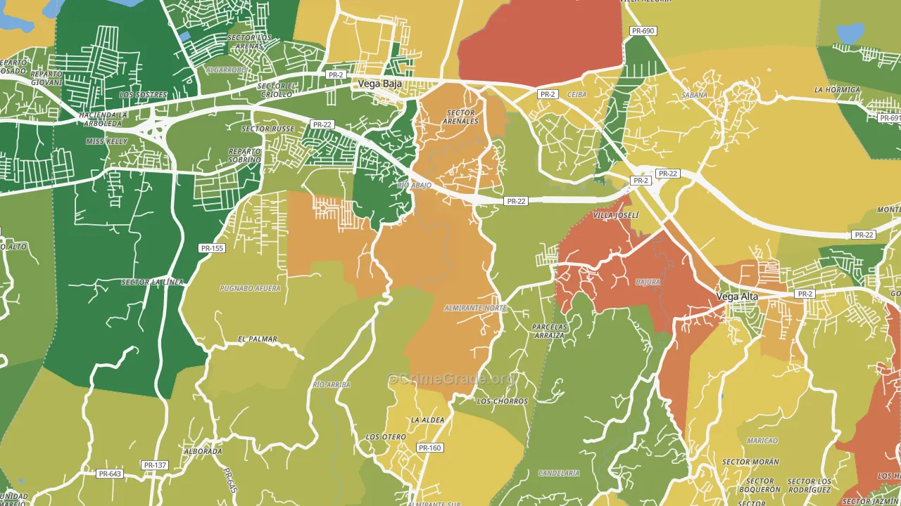 La Trocha, PR Map of Robbery Rates