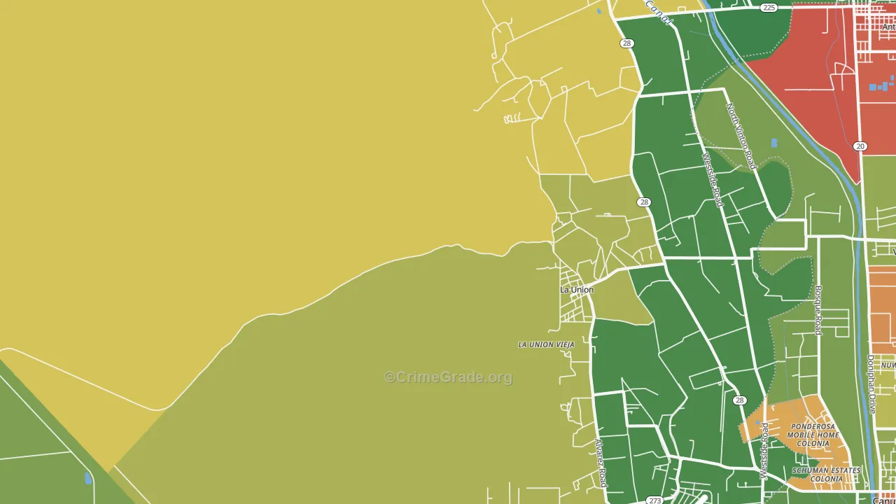 La Union, NM Map of Robbery Rates