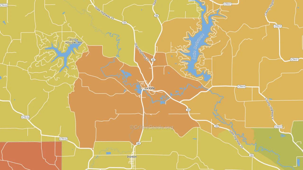 La Valle, WI Map of Robbery Rates