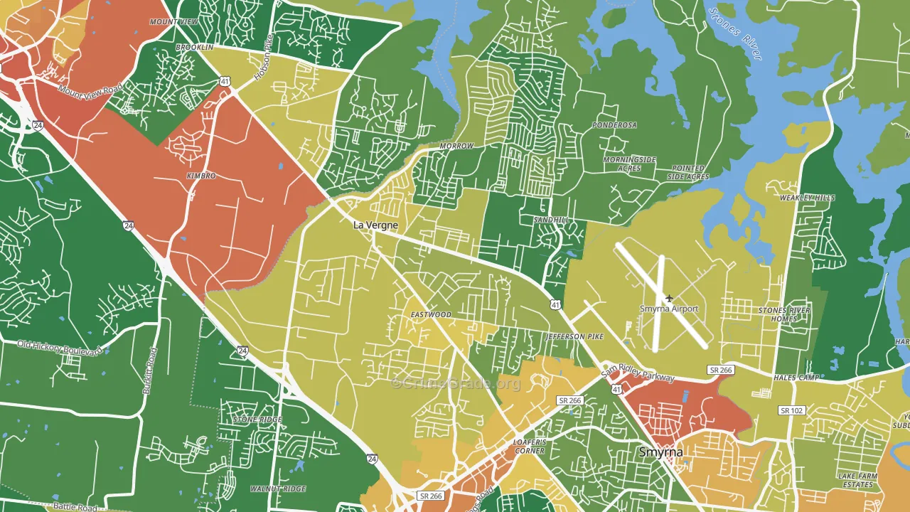 La Vergne, TN Map of Robbery Rates