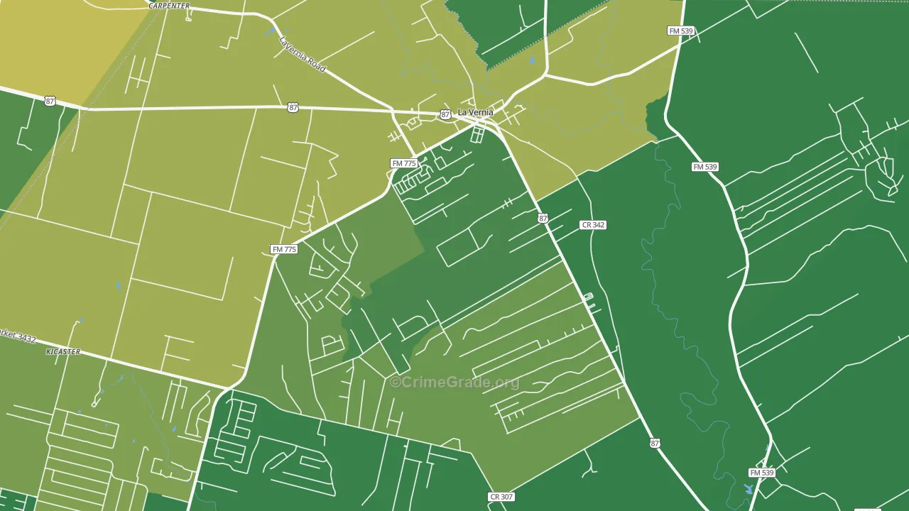 La Vernia, TX Map of Robbery Rates