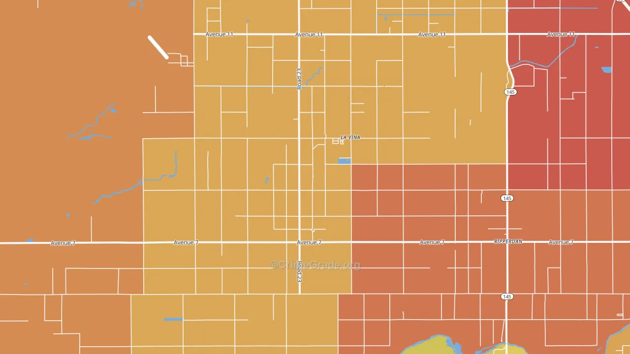 La Vina, CA Map of Robbery Rates