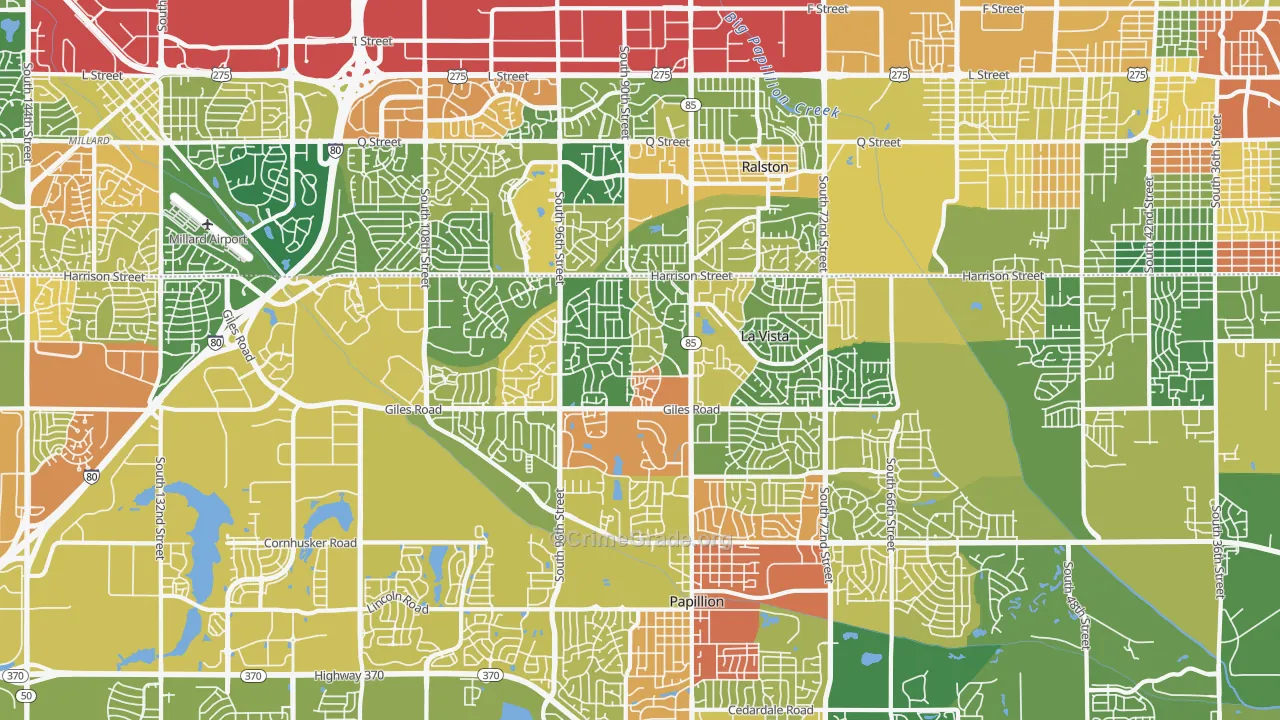 La Vista, NE Map of Robbery Rates