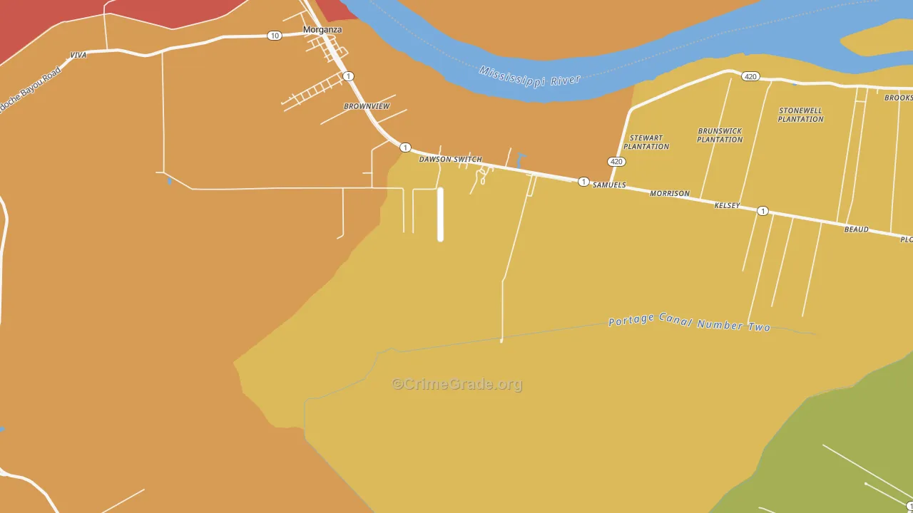 Labarre, LA Map of Robbery Rates