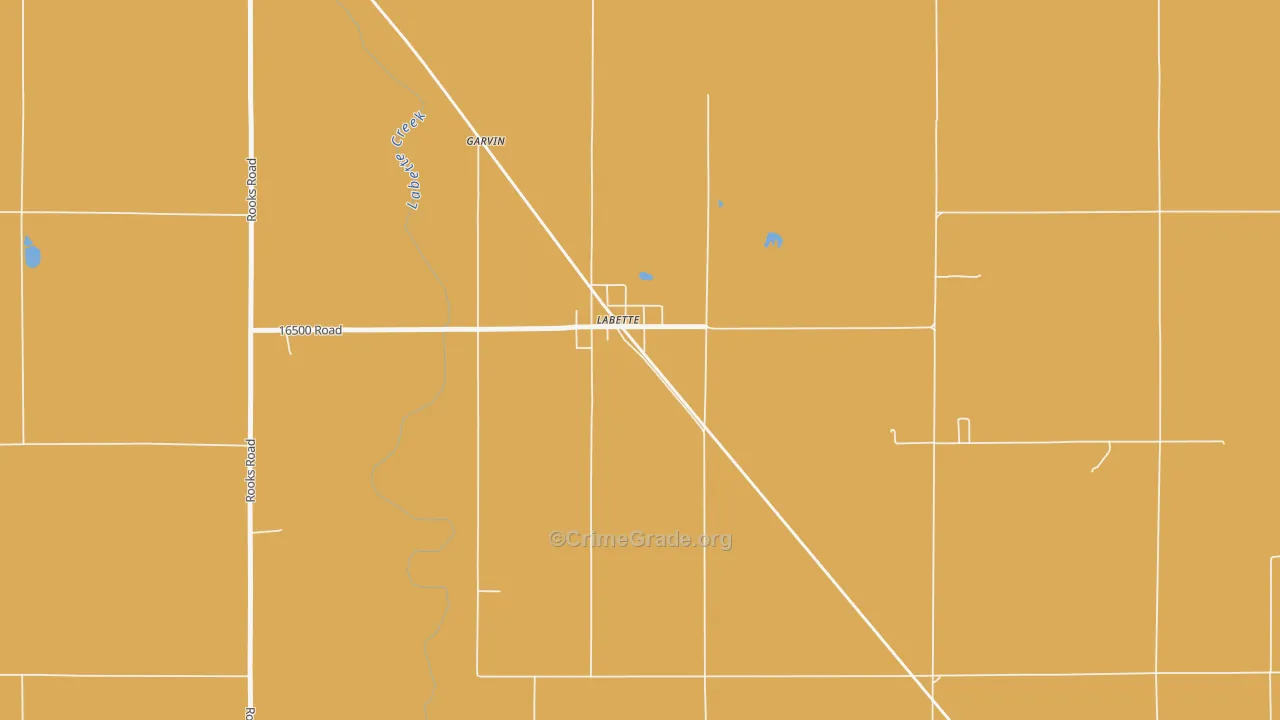 Labette, KS Map of Robbery Rates