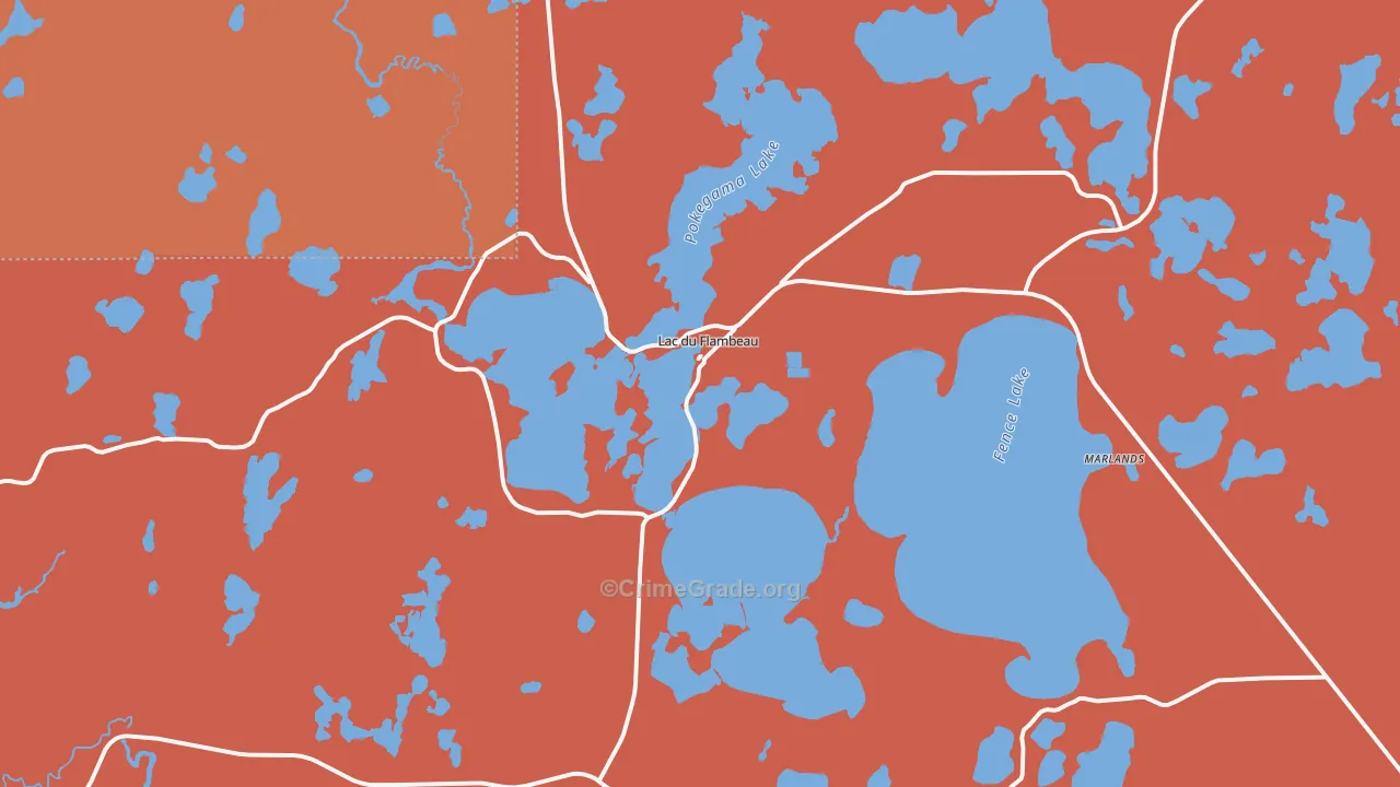 Lac Du Flambeau, WI Map of Robbery Rates