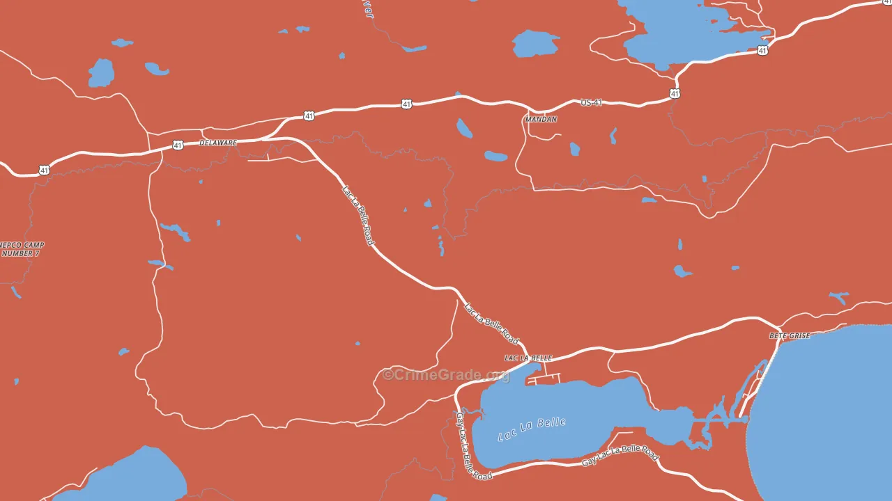 Lac La Belle, MI Map of Robbery Rates