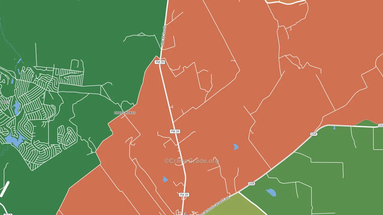 Laceola, TX Map of Robbery Rates