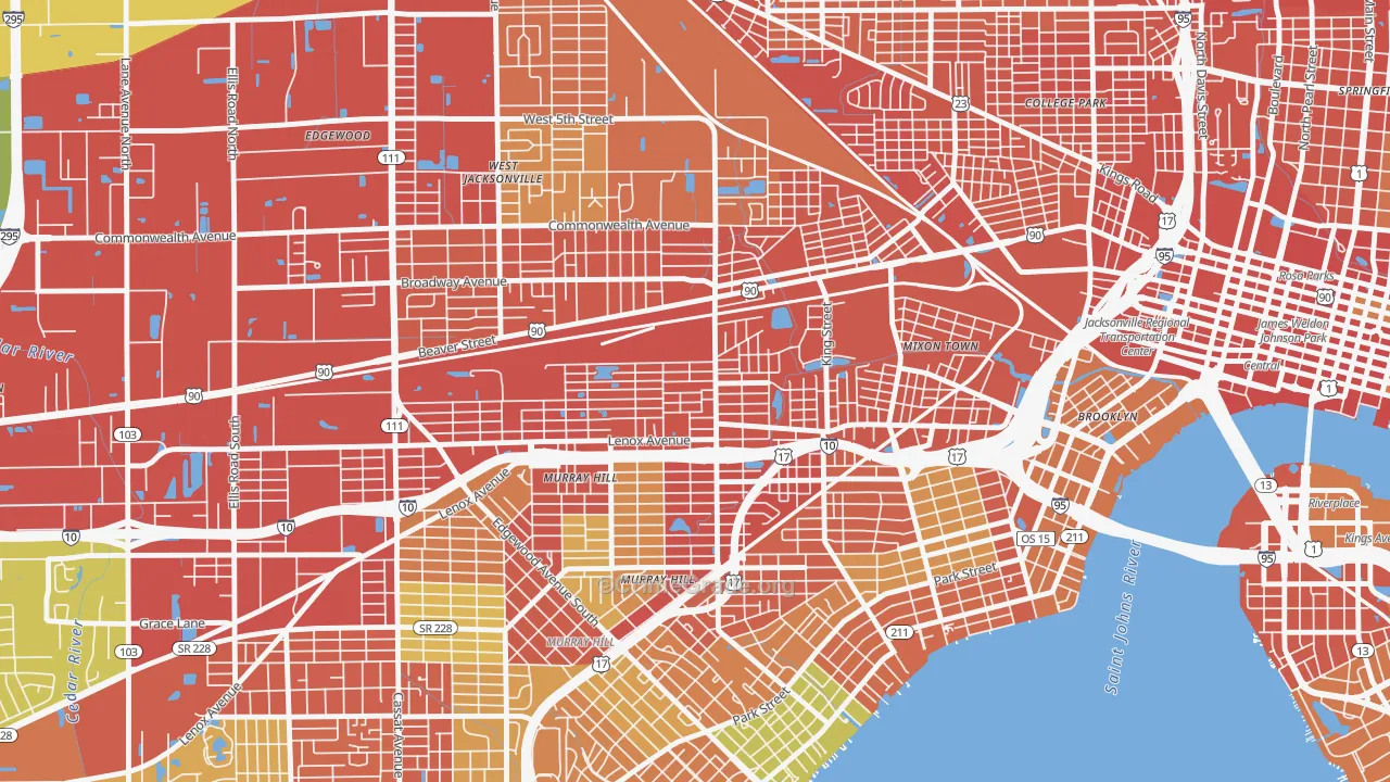 Lackawanna, Jacksonville, FL Map of Robbery Rates