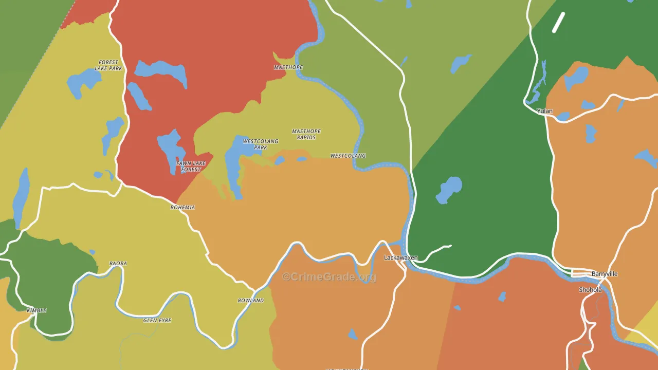 Lackawaxen, PA Map of Robbery Rates
