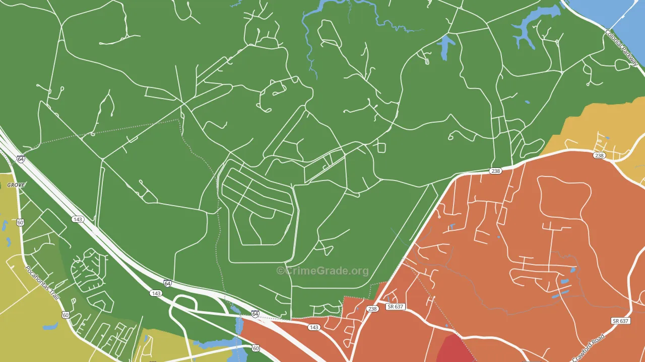 Lackey, VA Map of Robbery Rates