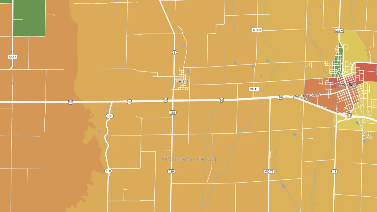 Laclede, MO Map of Robbery Rates