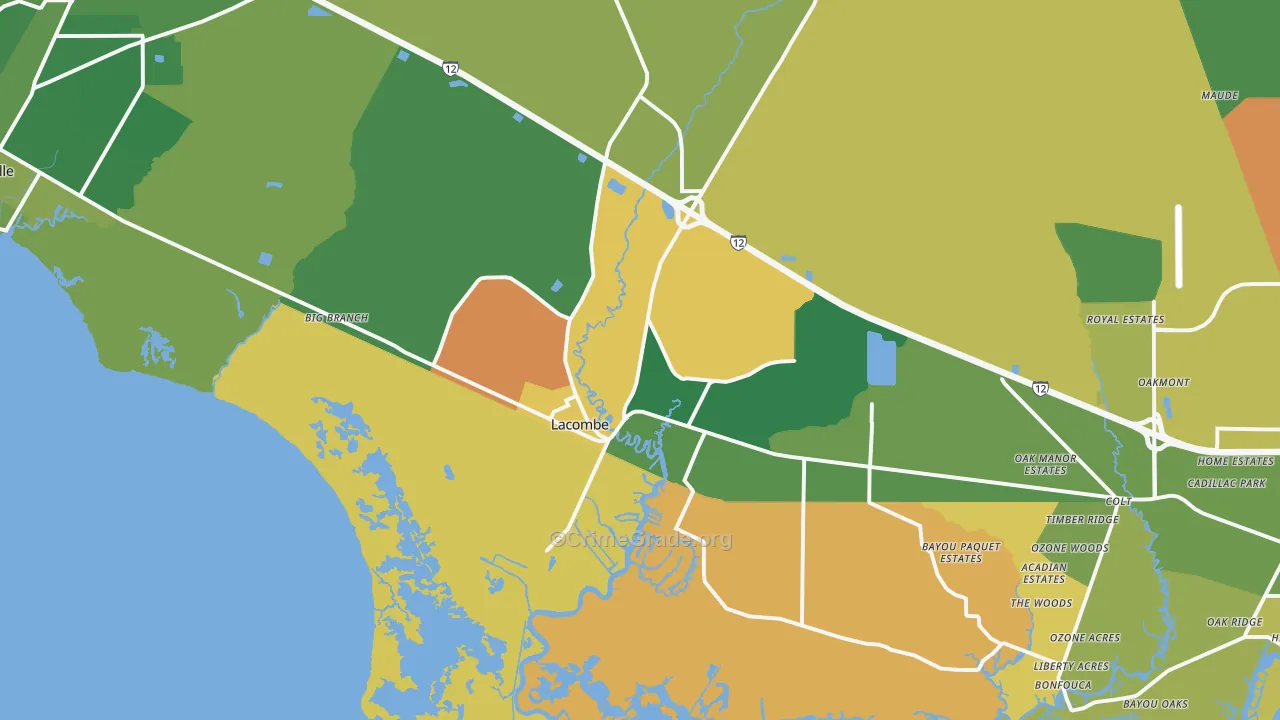 Lacombe, LA Map of Robbery Rates