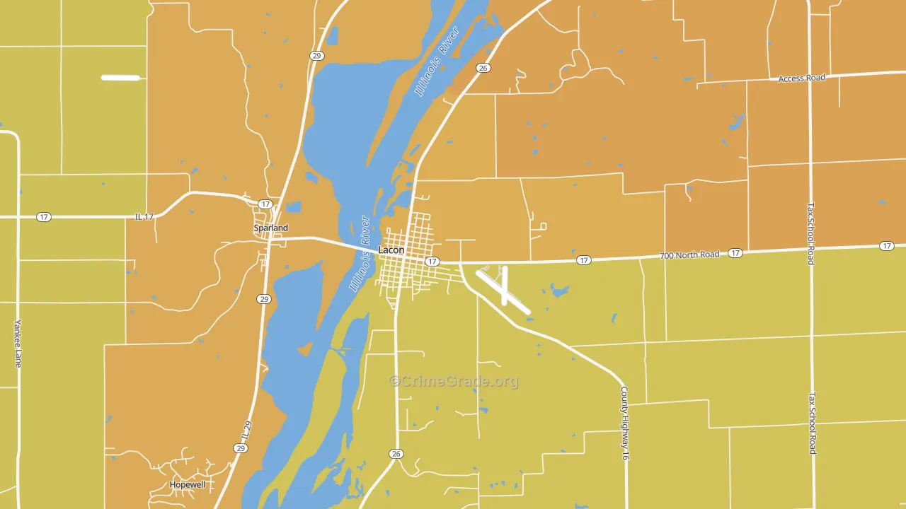 Lacon, IL Map of Robbery Rates