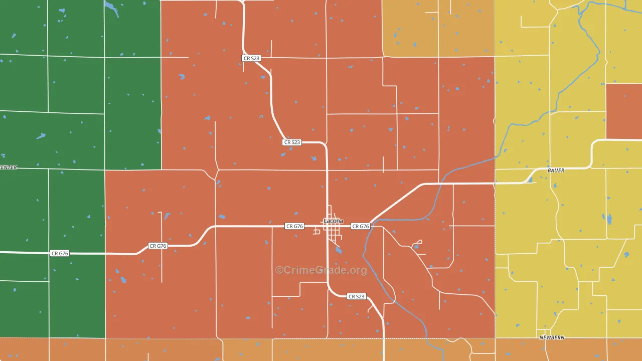 Lacona, IA Map of Robbery Rates