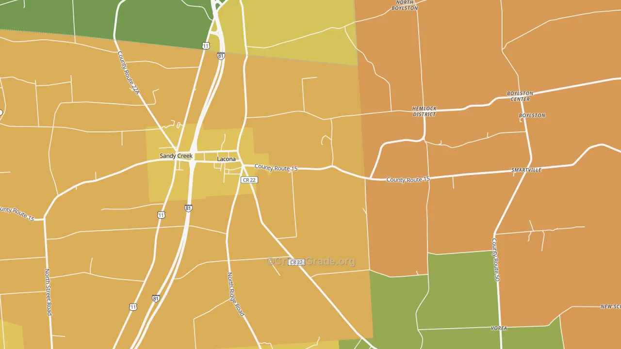 Lacona, NY Map of Robbery Rates