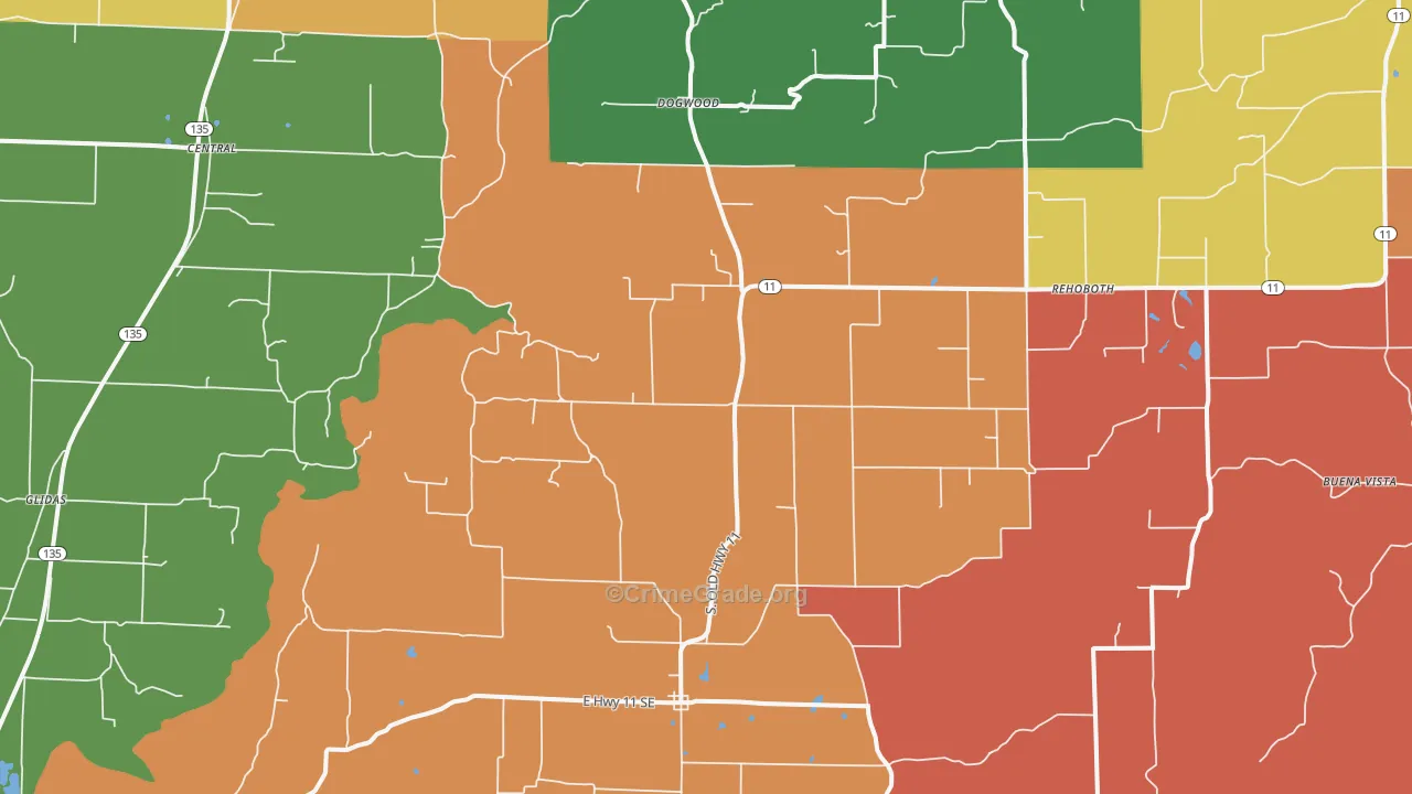 Laconia, IN Map of Robbery Rates