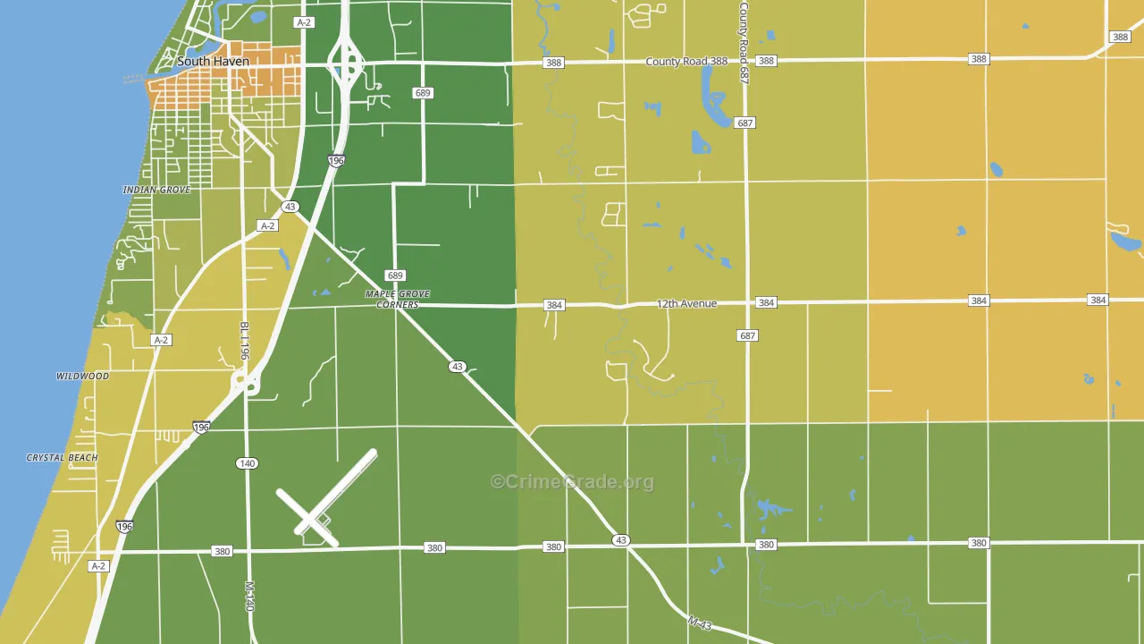 Lacota, MI Map of Robbery Rates