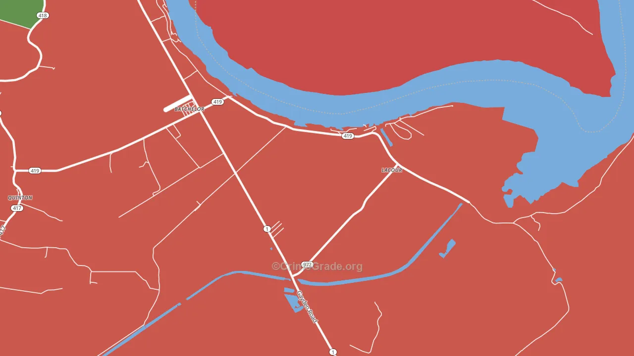 Lacour, LA Map of Robbery Rates