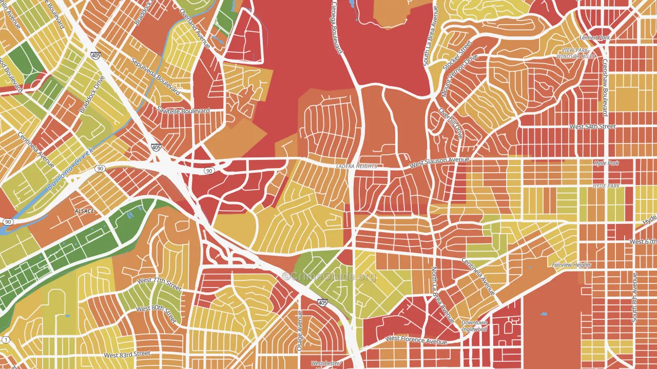 Ladera Heights, CA Map of Robbery Rates