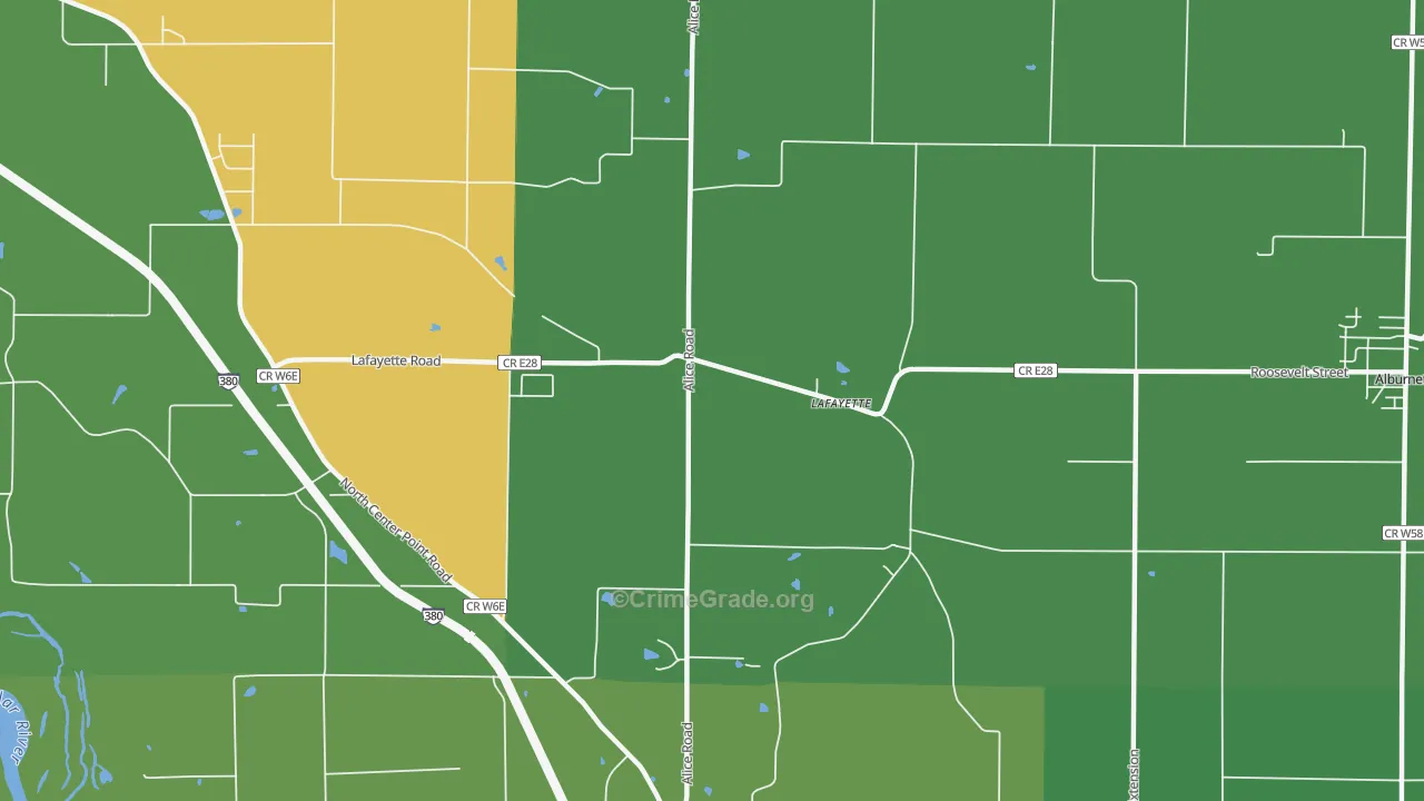 Lafayette, IA Map of Robbery Rates