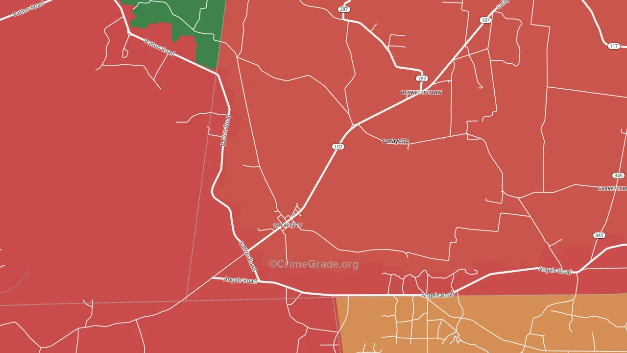 Lafayette, KY Map of Robbery Rates
