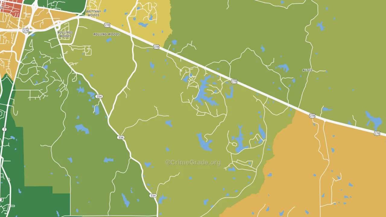 Lafayette Springs, MS Map of Robbery Rates