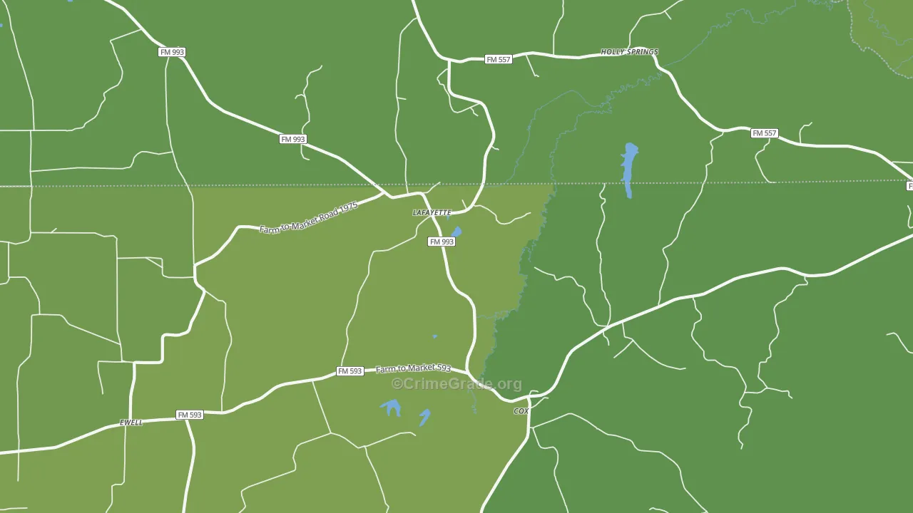 LaFayette, TX Map of Robbery Rates