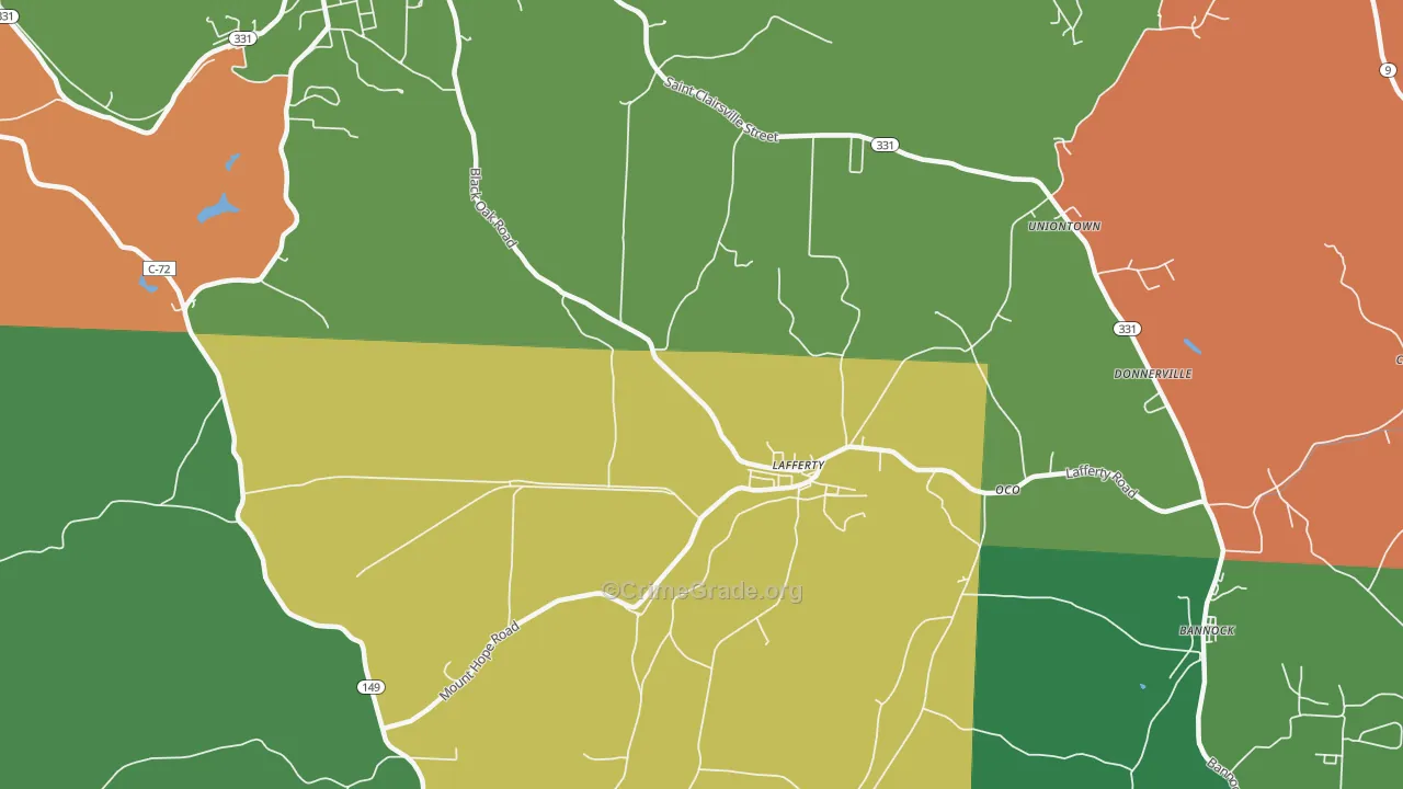 Lafferty, OH Map of Robbery Rates