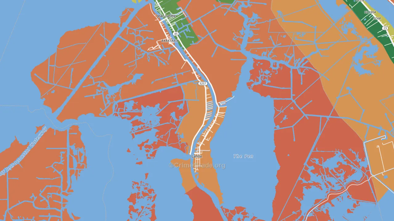 Lafitte, LA Map of Robbery Rates