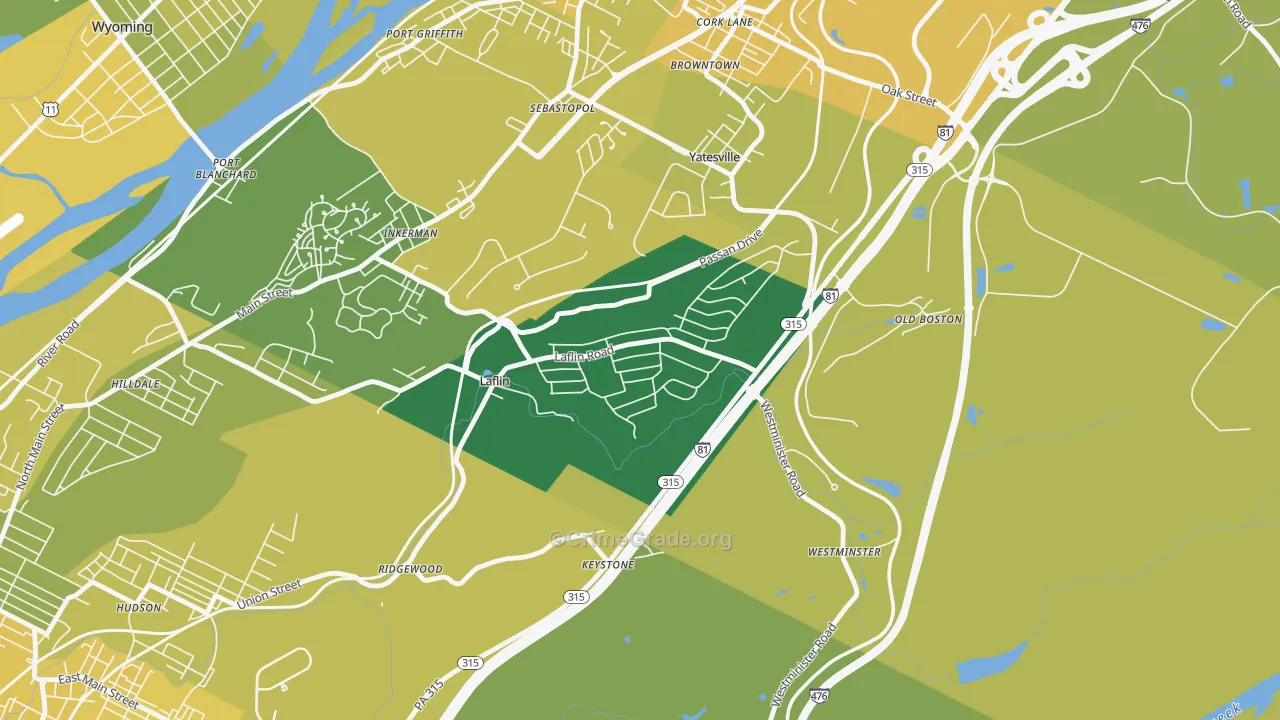 Laflin, PA Map of Robbery Rates