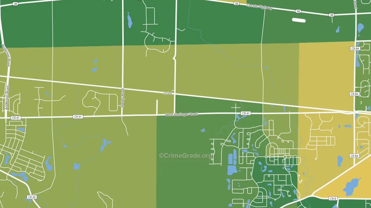 Lafox, IL Map of Robbery Rates