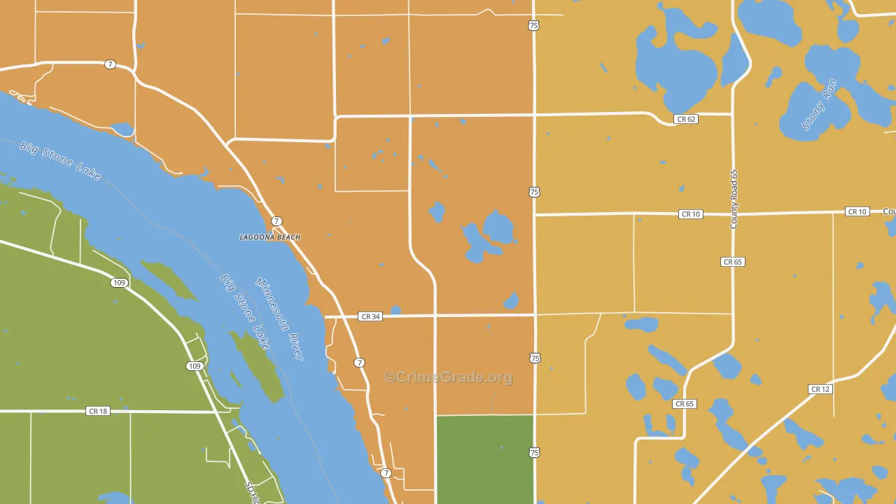 Lagoona Beach, MN Map of Robbery Rates