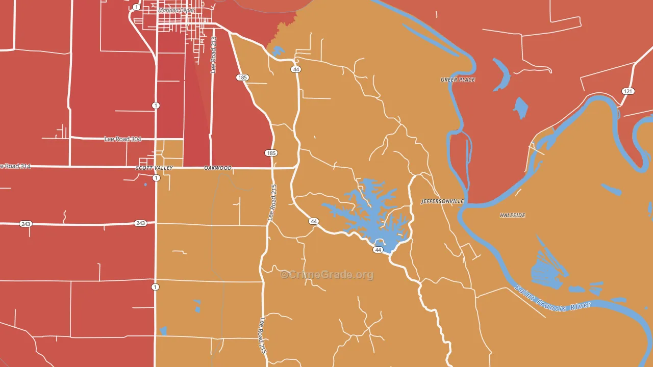 Lagrange, AR Map of Robbery Rates