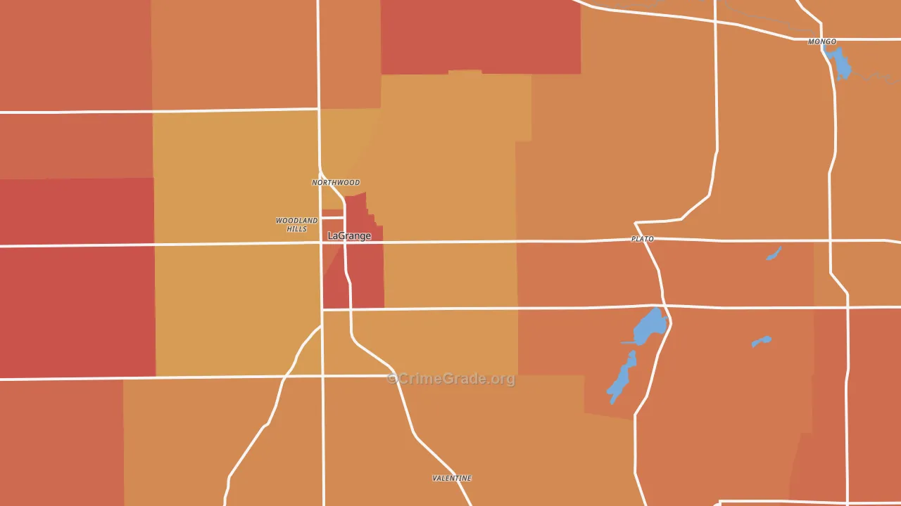 Lagrange, IN Map of Robbery Rates
