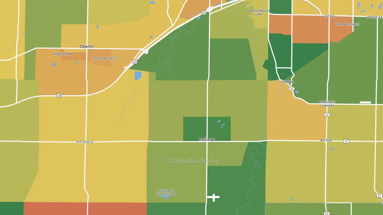 Lagrange, OH Map of Robbery Rates