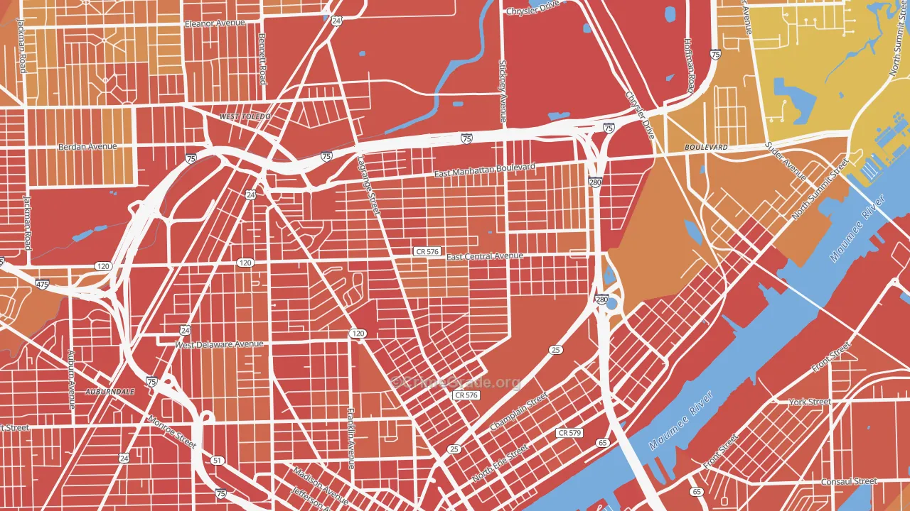 LaGrange, Toledo, OH Map of Robbery Rates