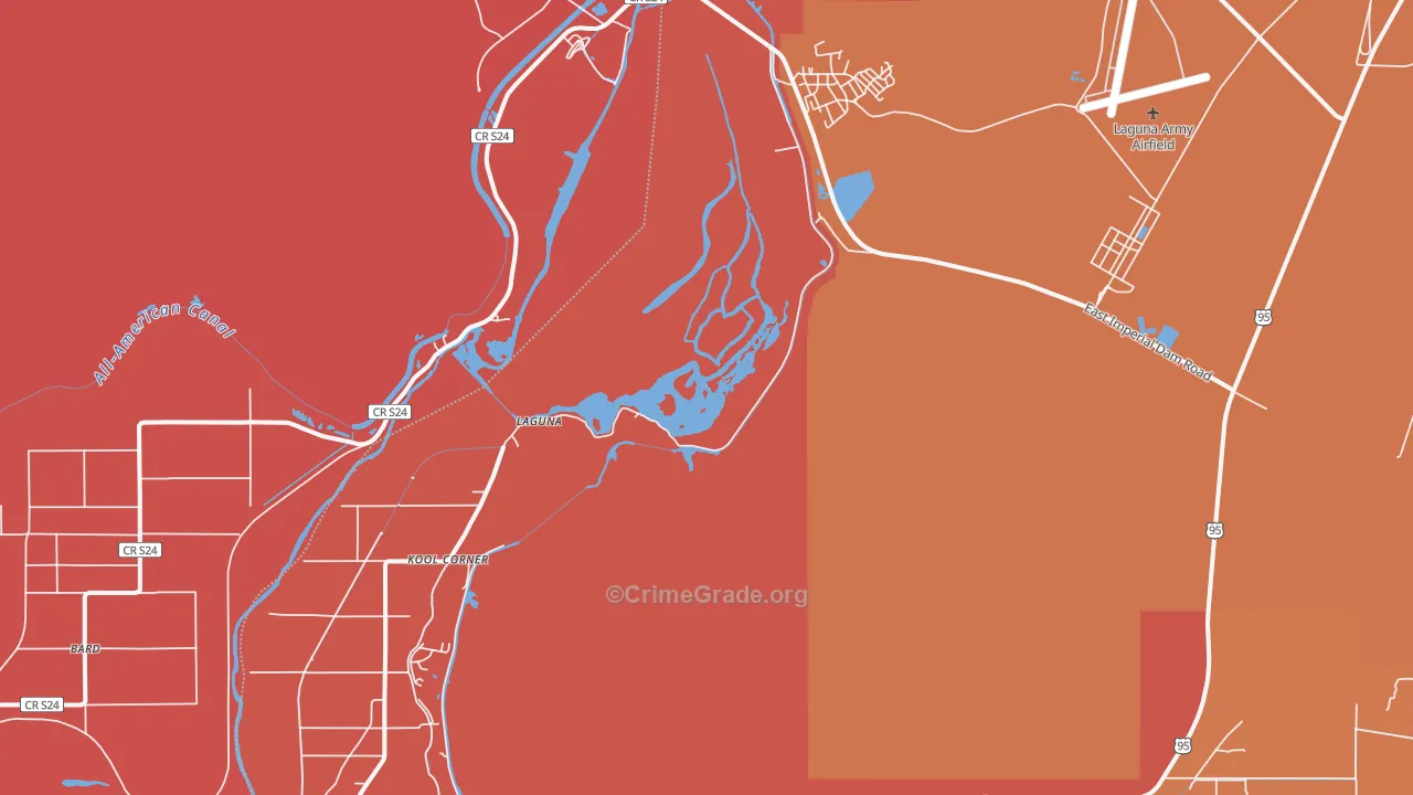 Laguna, AZ Map of Robbery Rates
