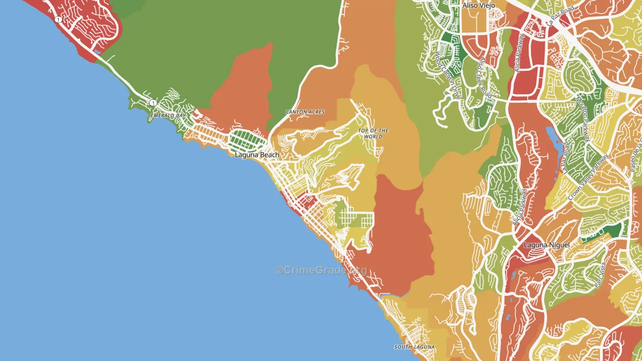 Laguna Beach, CA Map of Robbery Rates