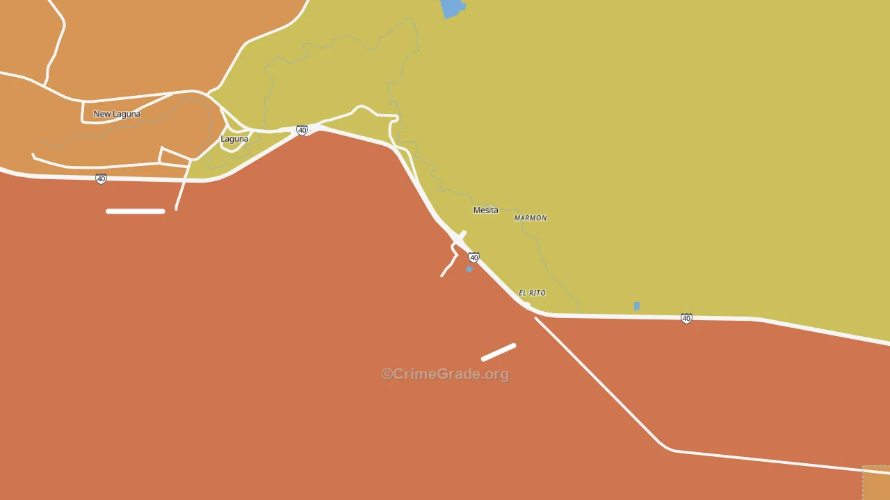 Laguna, NM Map of Robbery Rates