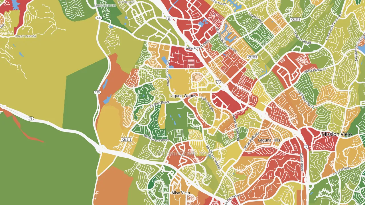 Laguna Woods, CA Map of Robbery Rates