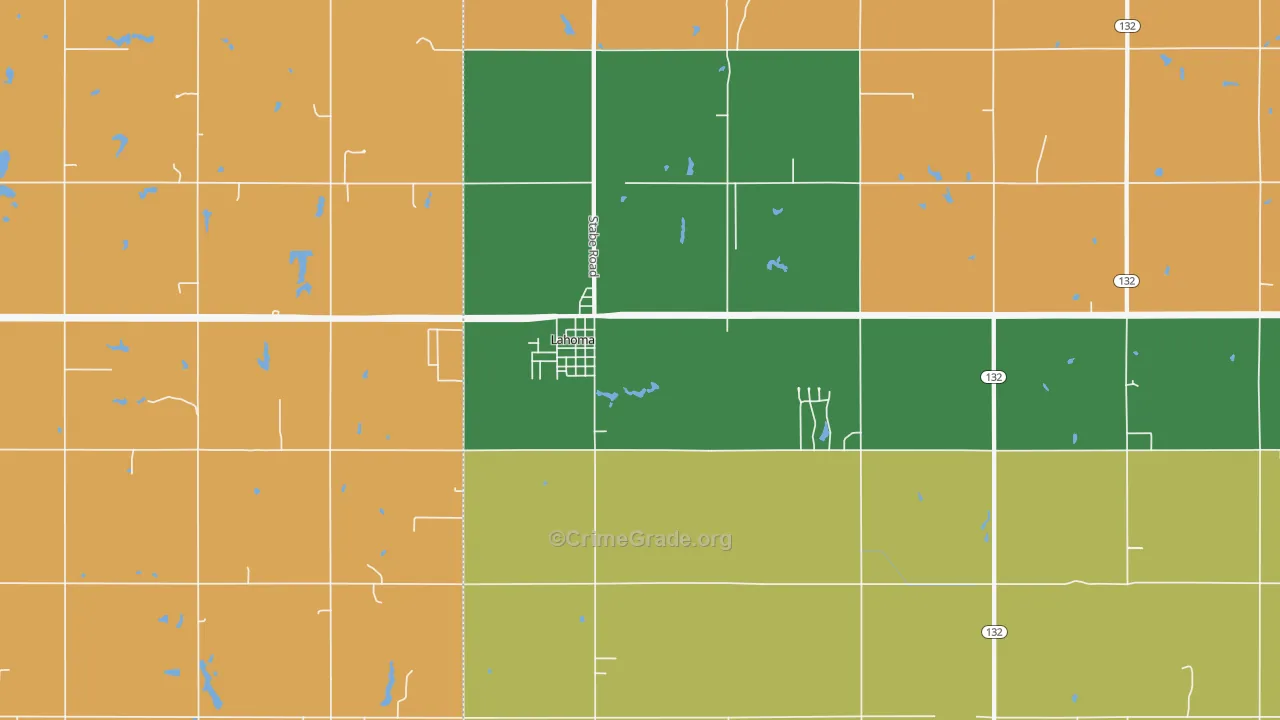 Lahoma, OK Map of Robbery Rates