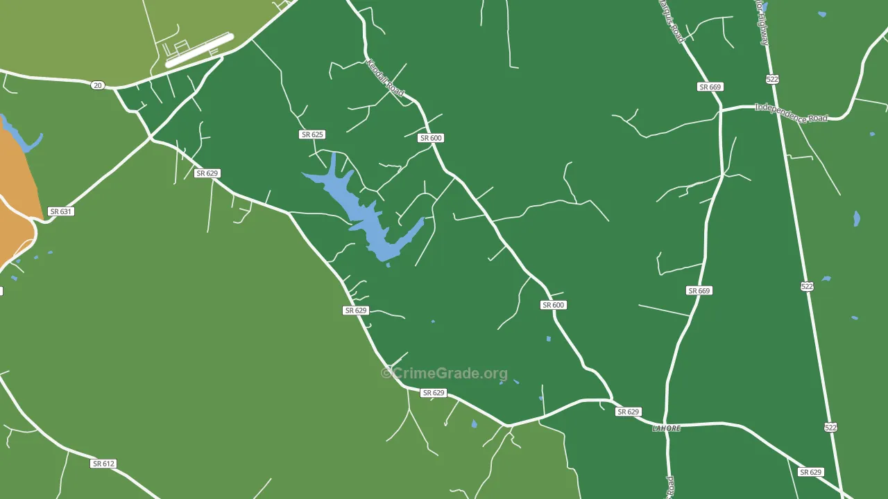 Lahore, VA Map of Robbery Rates