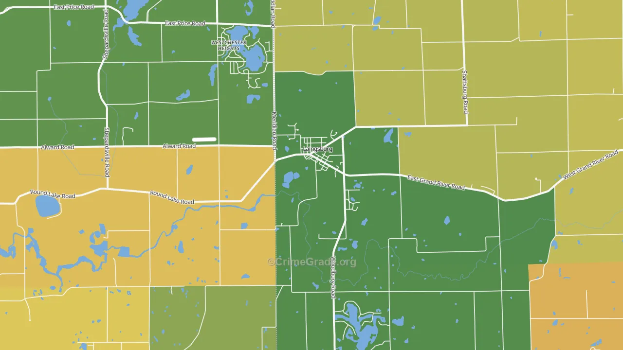 Laingsburg, MI Map of Robbery Rates