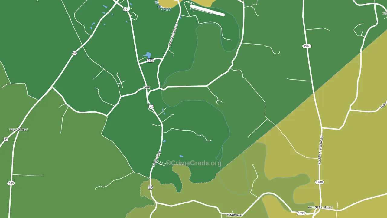 Lair, KY Map of Robbery Rates