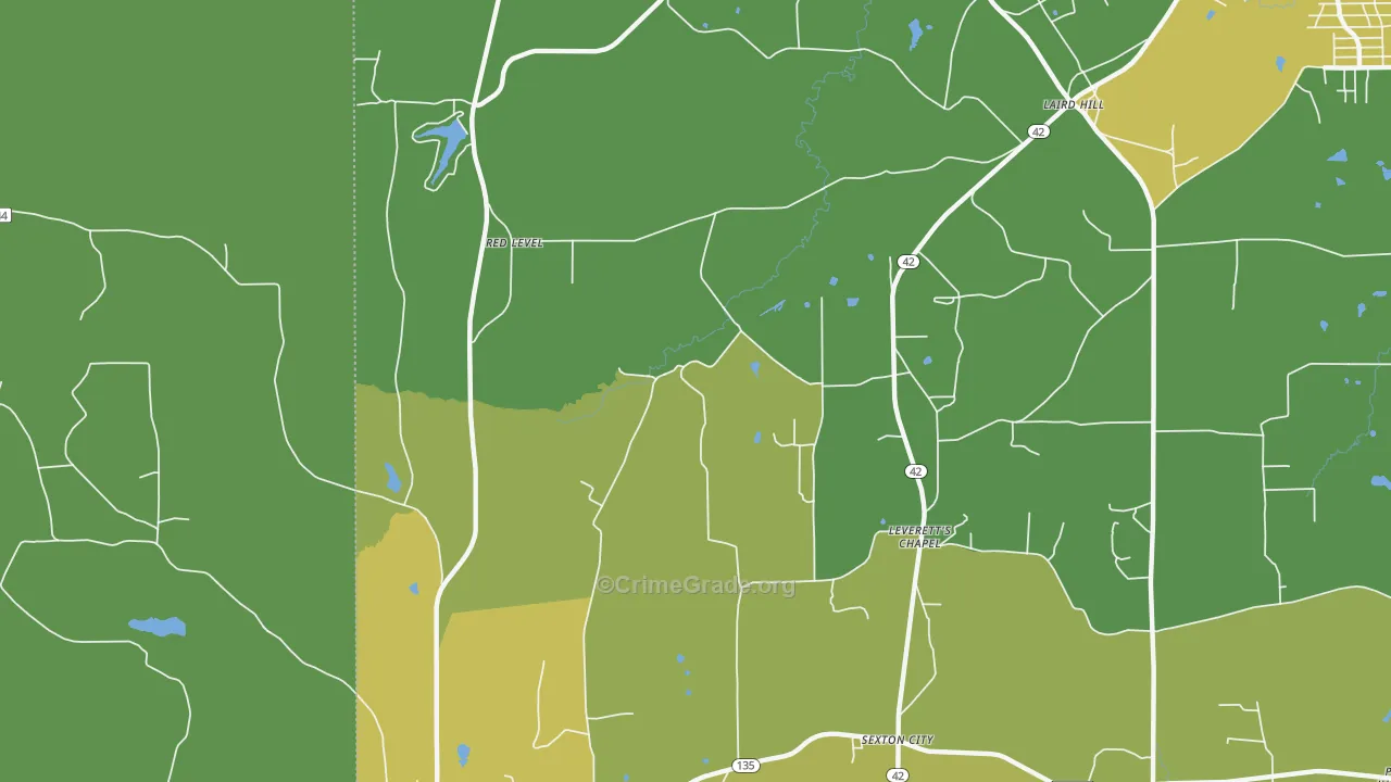 Laird Hill, TX Map of Robbery Rates