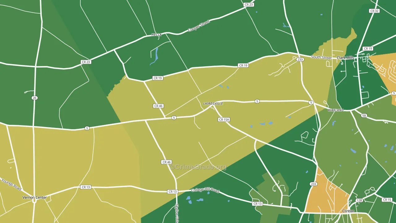Lairdsville, NY Map of Robbery Rates